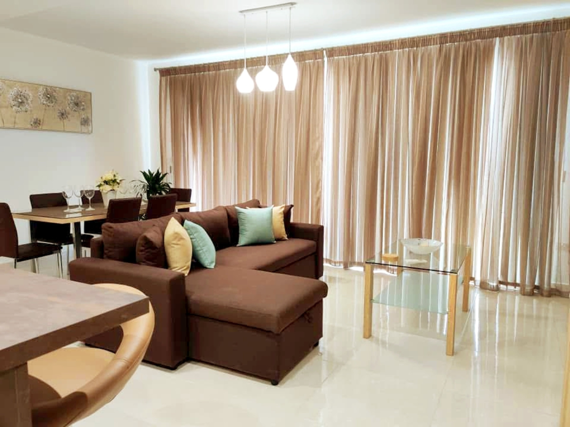 Bright living room dining area