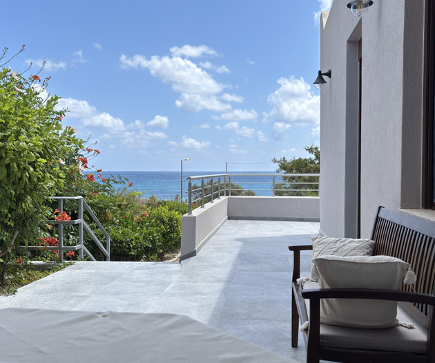 Terrace bench overlooking sea