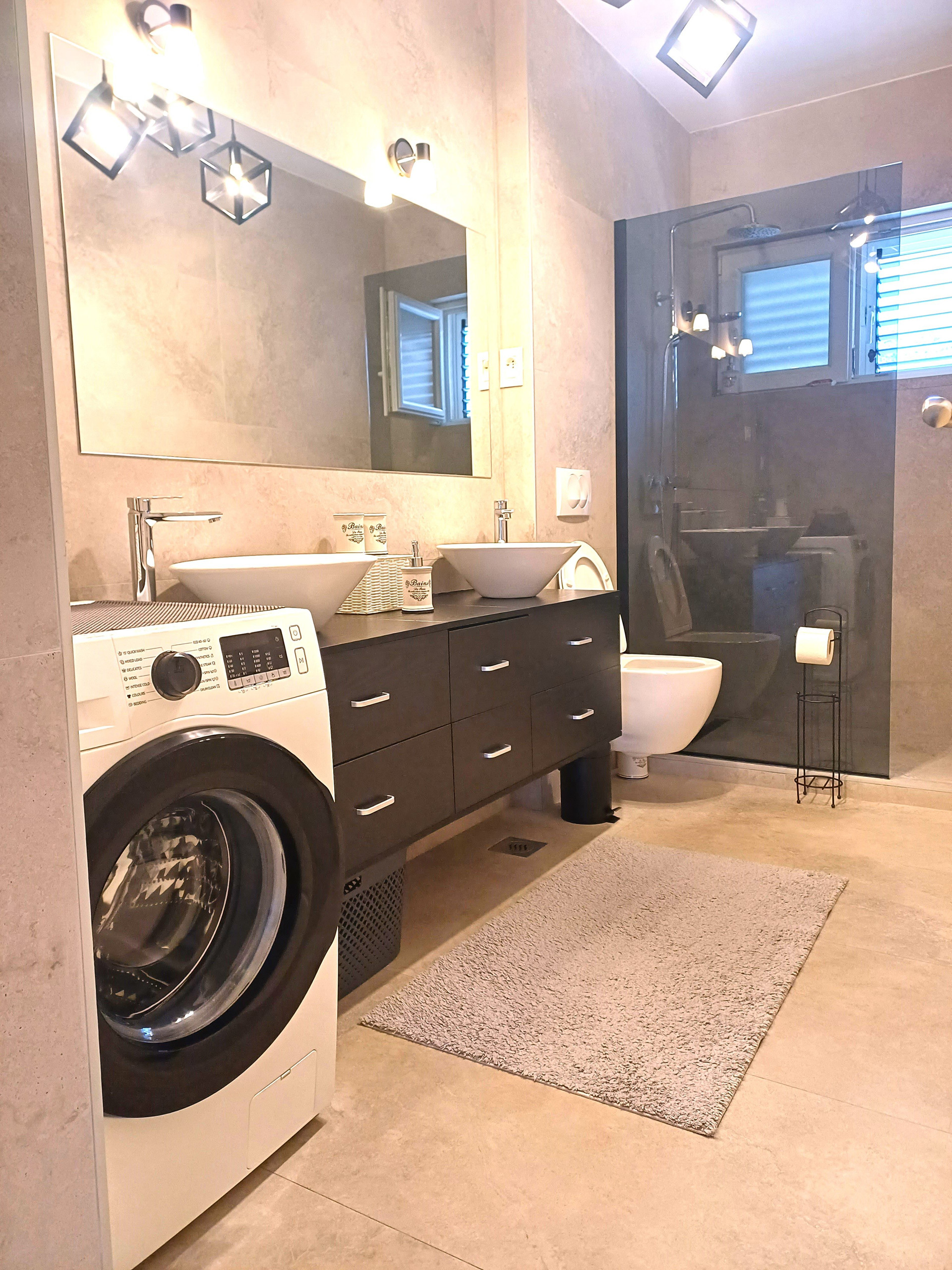 Modern bathroom with double sinks