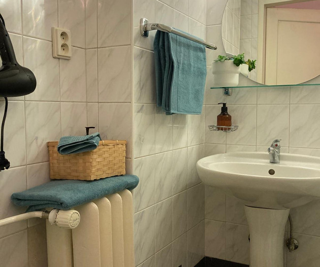 Bathroom with towels and radiator