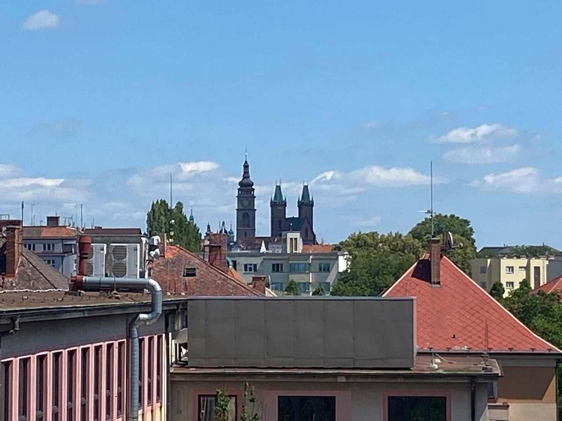 Cathedral towers city rooftop view