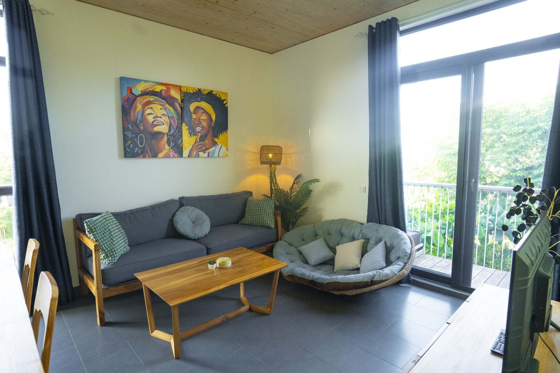 Living room with sofa and balcony