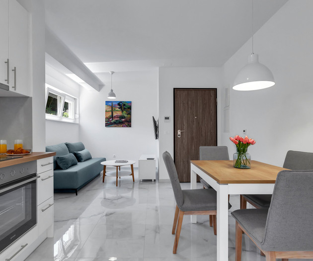 Open living and dining space