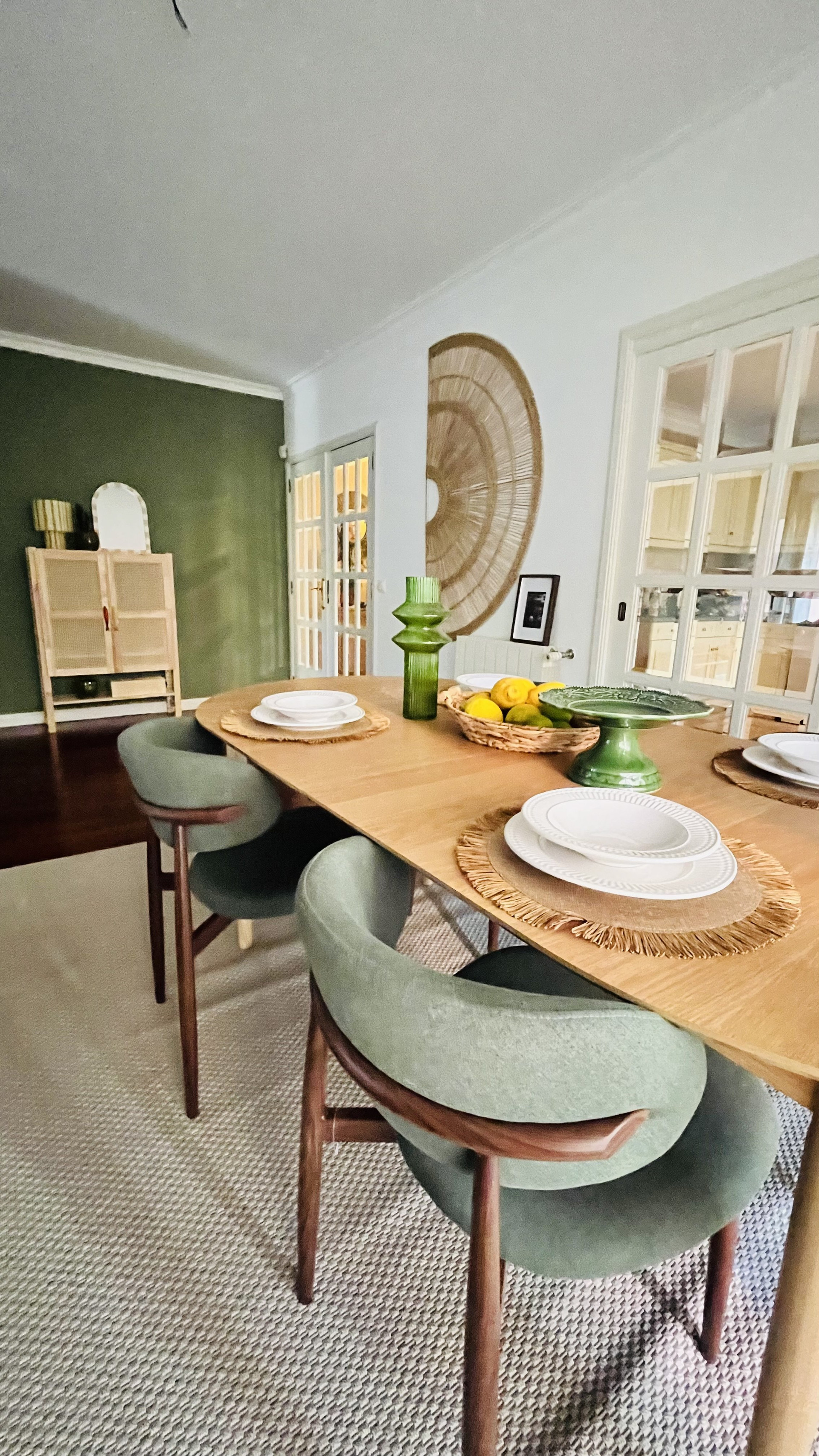 Dining table set for guests