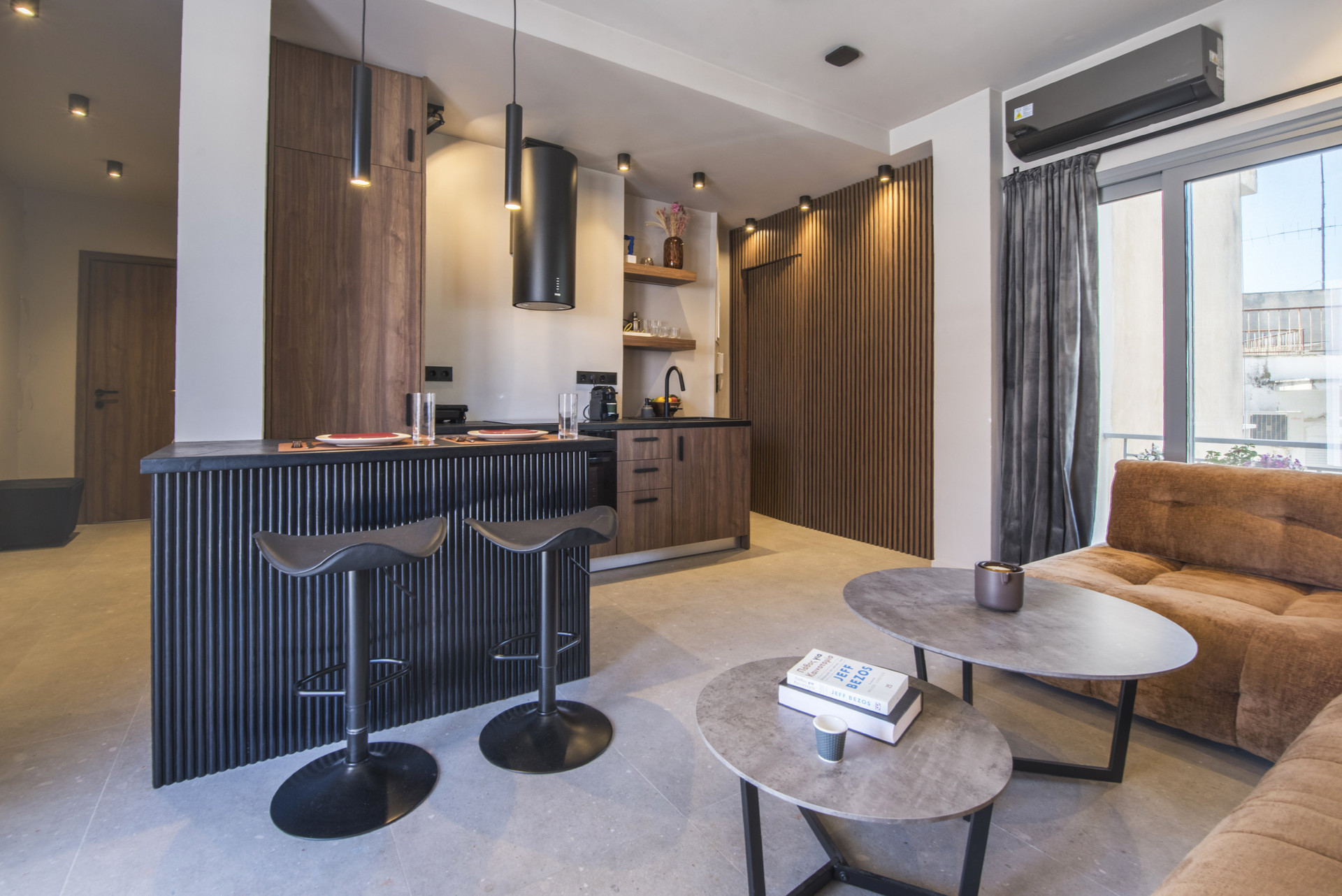 living room and kitchen