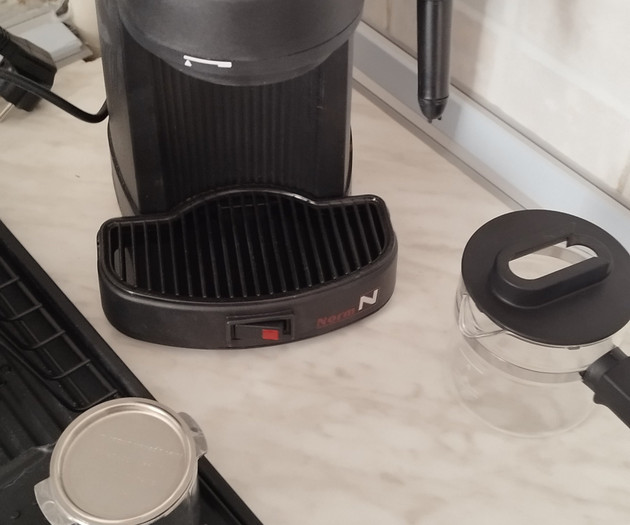 Espresso coffee maker on counter