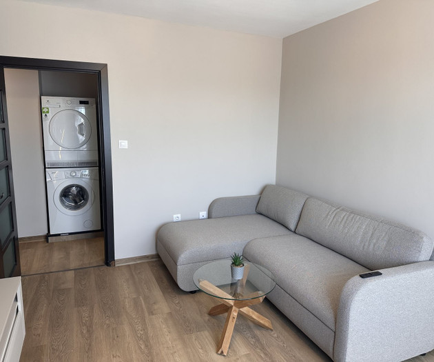Living room with washer nook