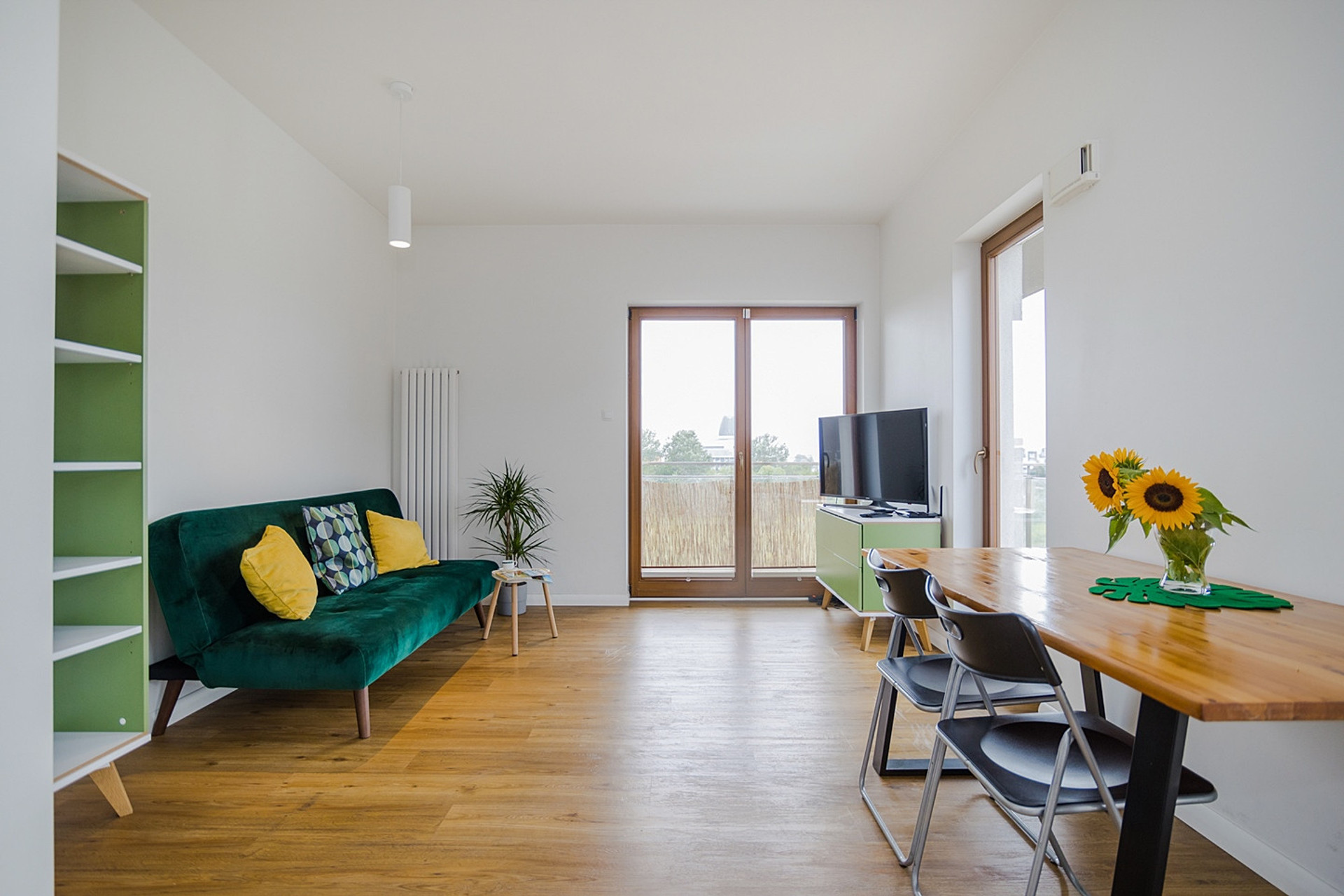 CoSpace living room with balcony