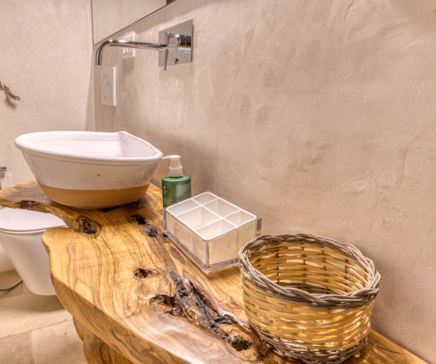 Olive wood bathroom vanity