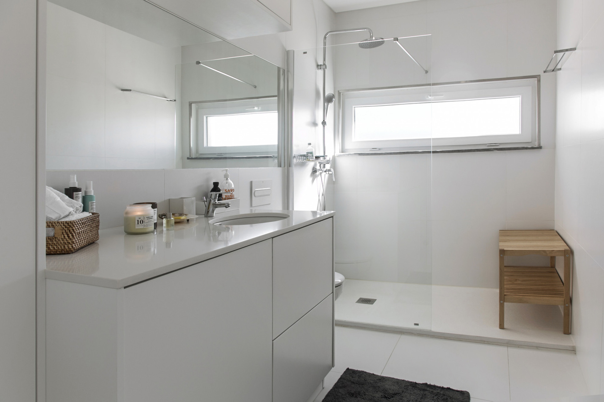 Modern bathroom with walk-in shower