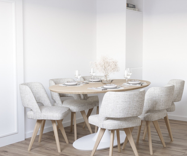 Dining area with oval table