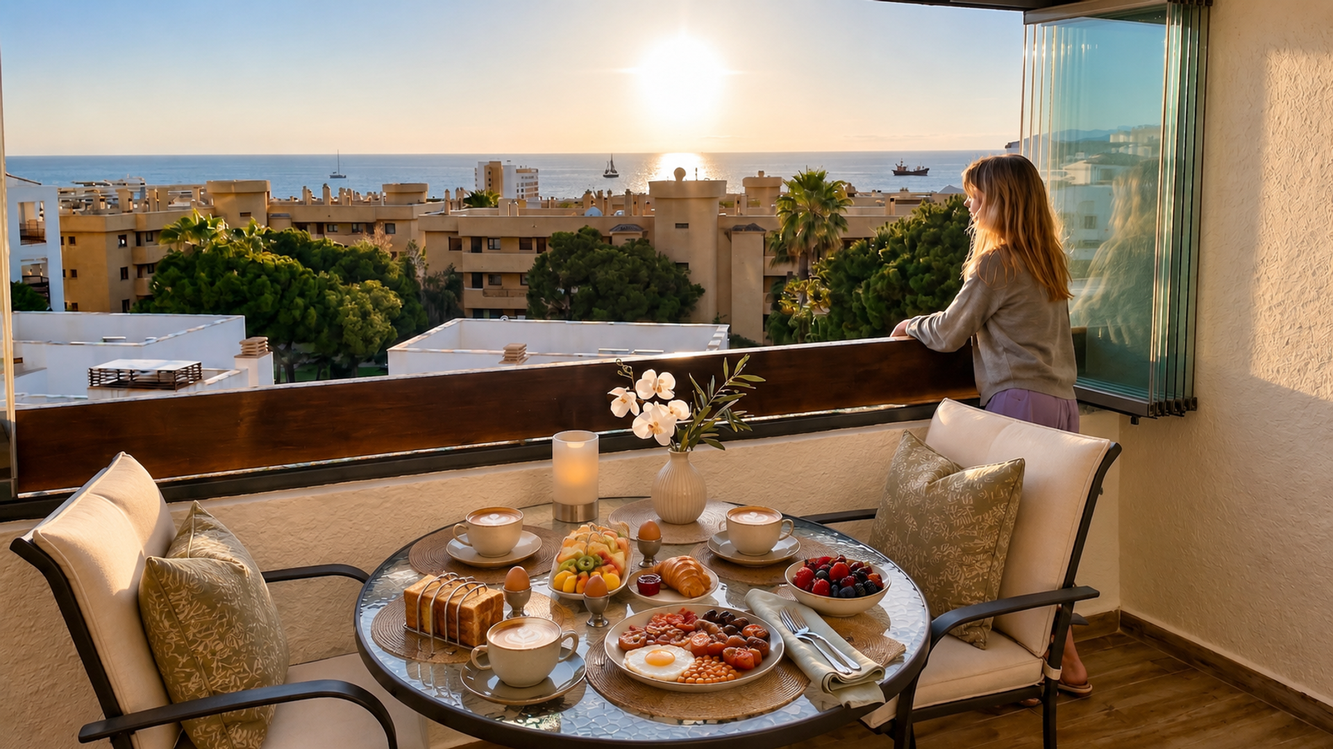 Balcony breakfast with sea view