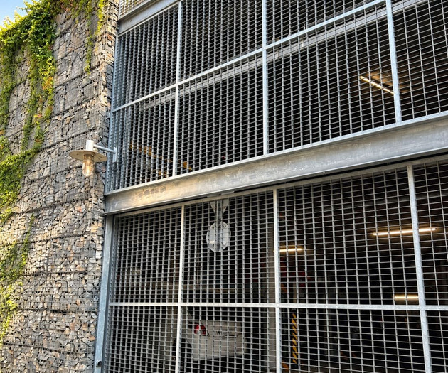 Parking garage grated facade