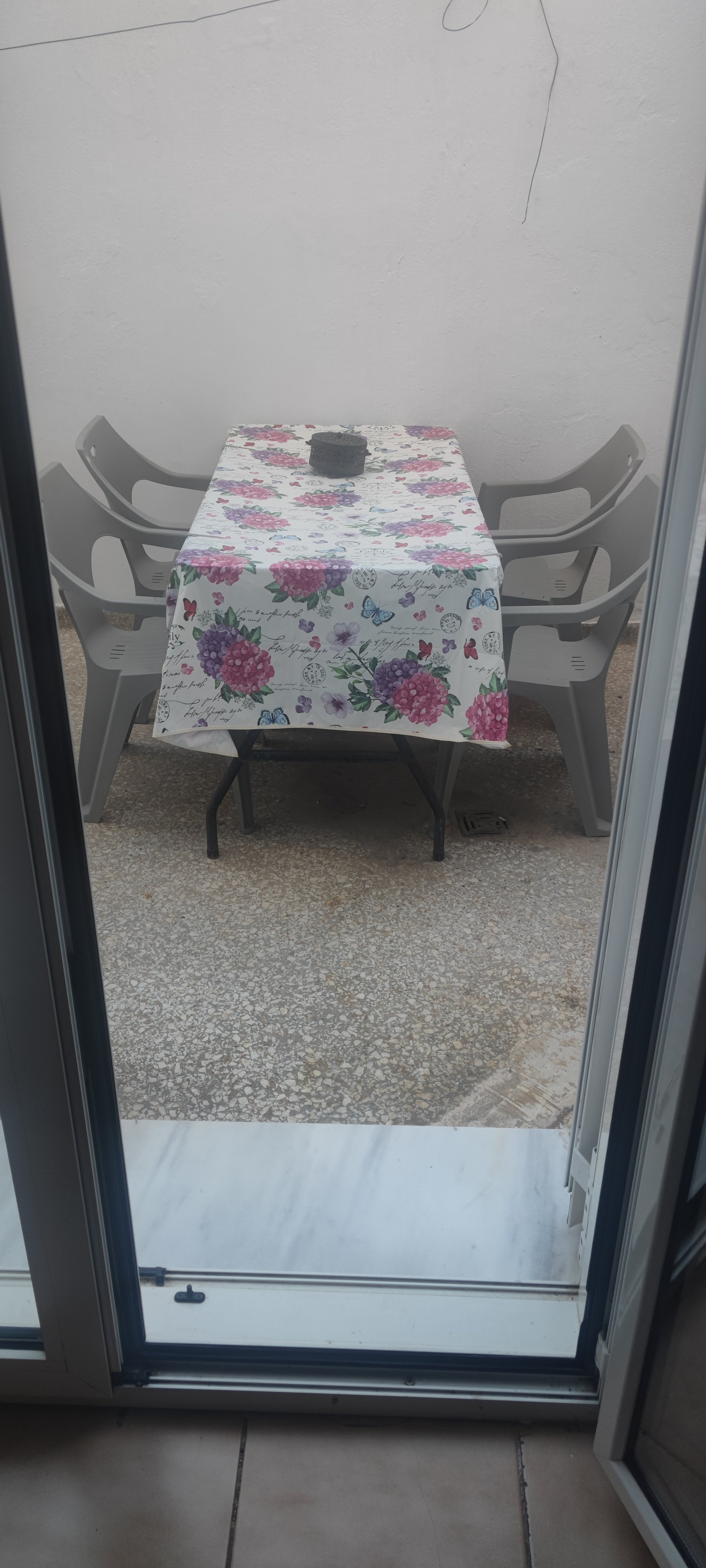 Outdoor patio dining table view