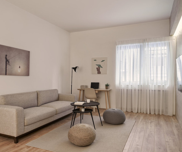 The living room's comfy couch