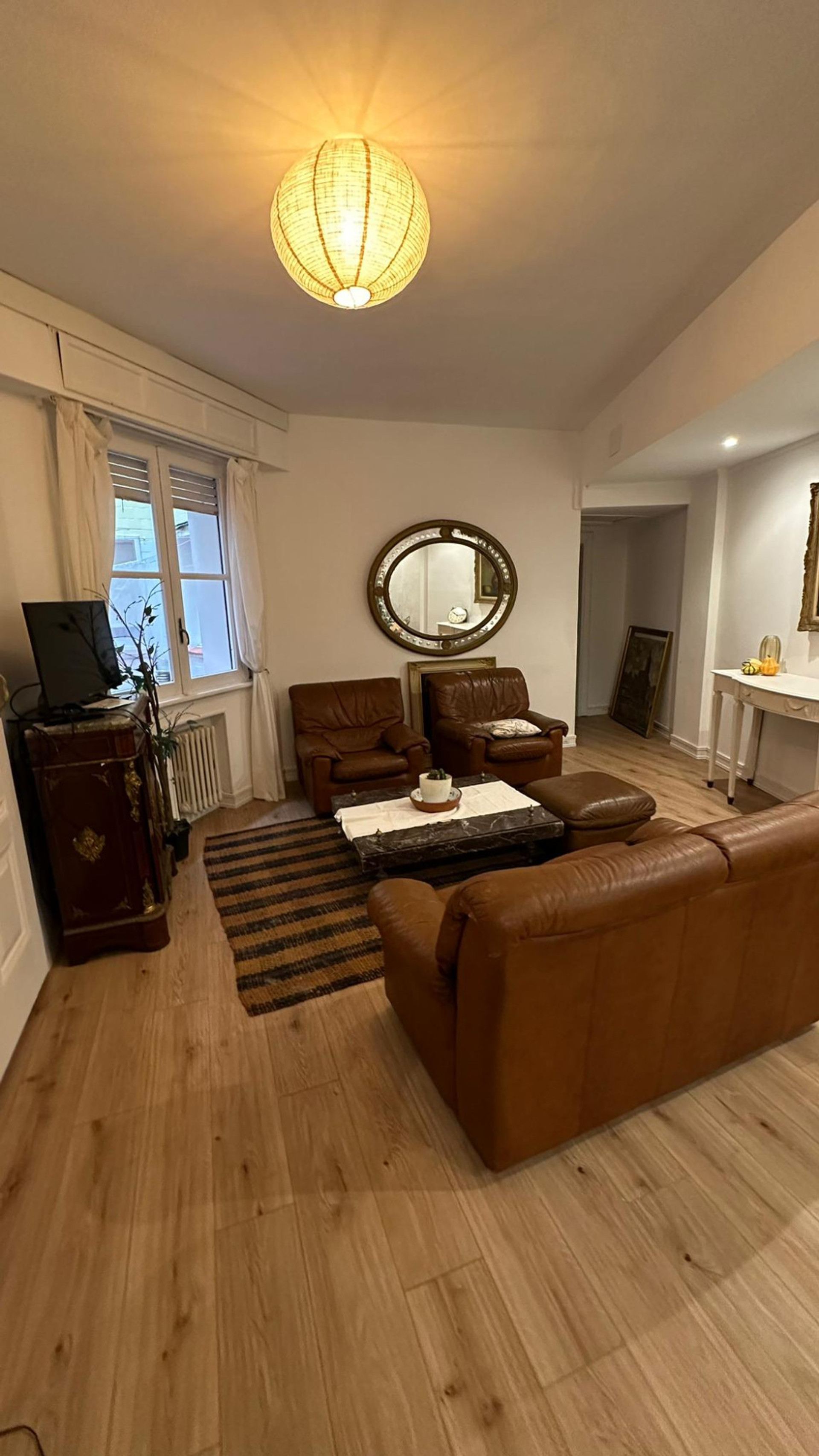 Spacious living room leather sofas