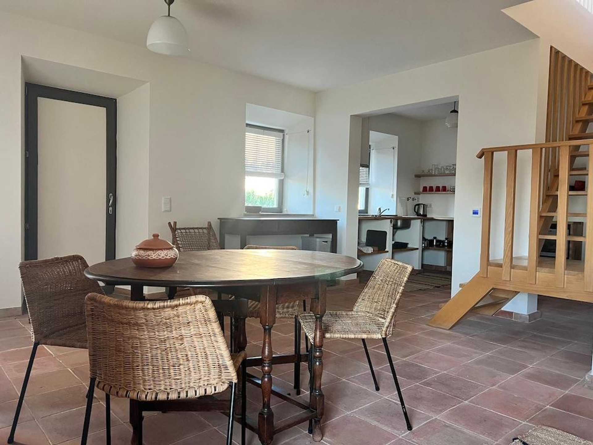 Open dining area with kitchen view