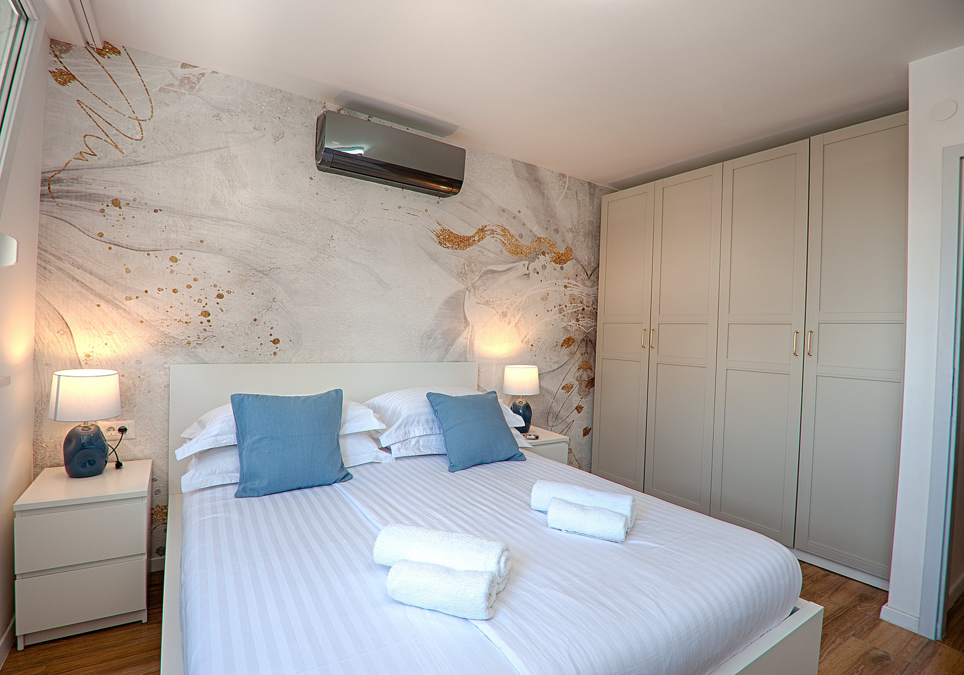 Cozy bedroom with wardrobes