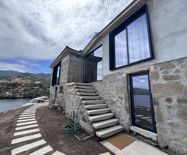 Stone house exterior with steps