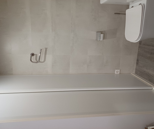 Bathroom sink and toilet area