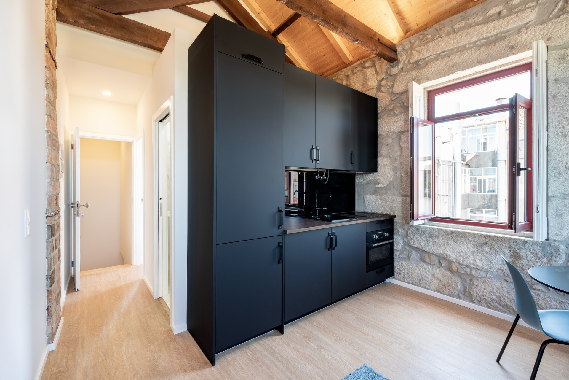 Kitchenette and living room