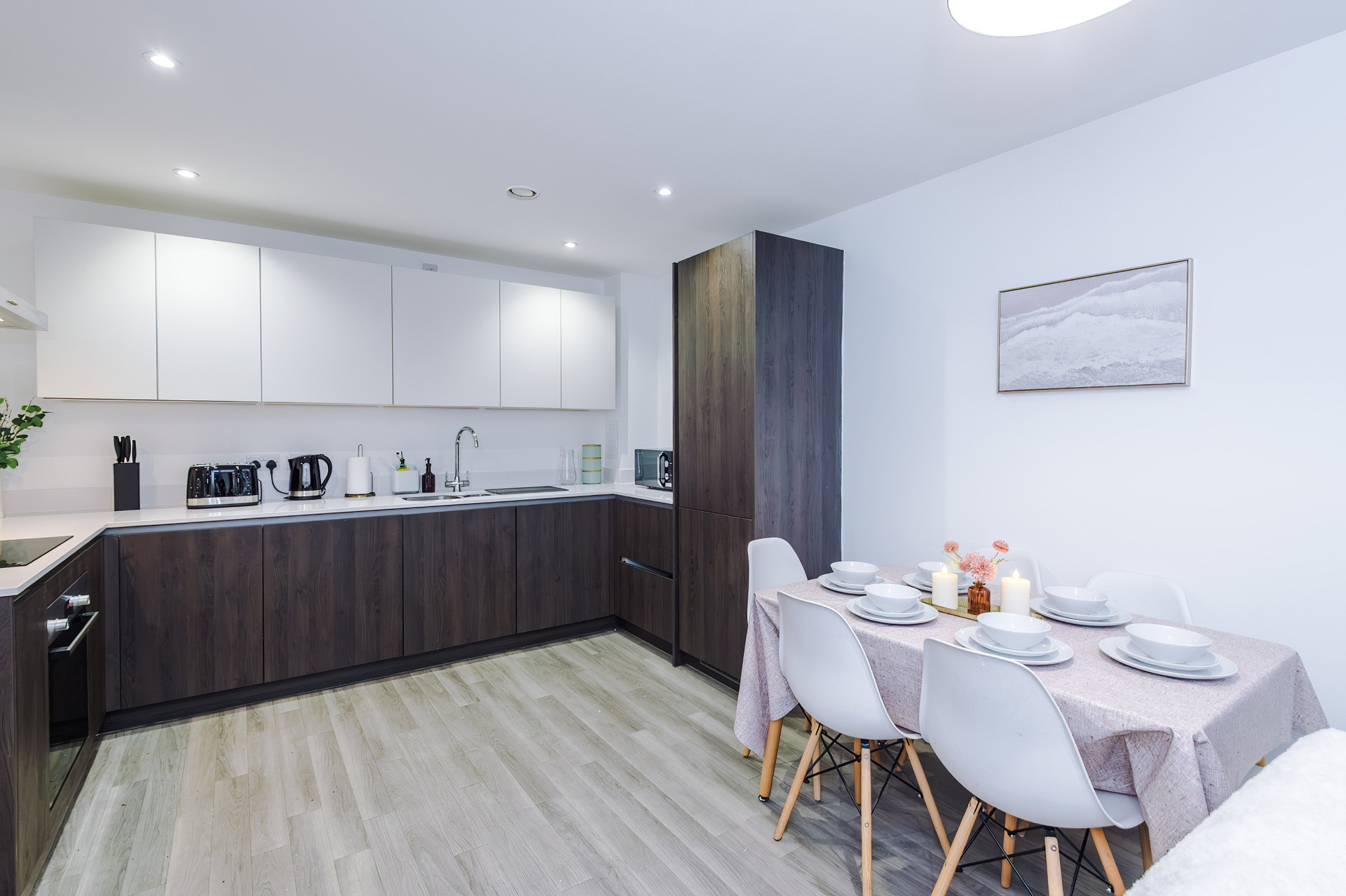 Modern kitchen and dining table
