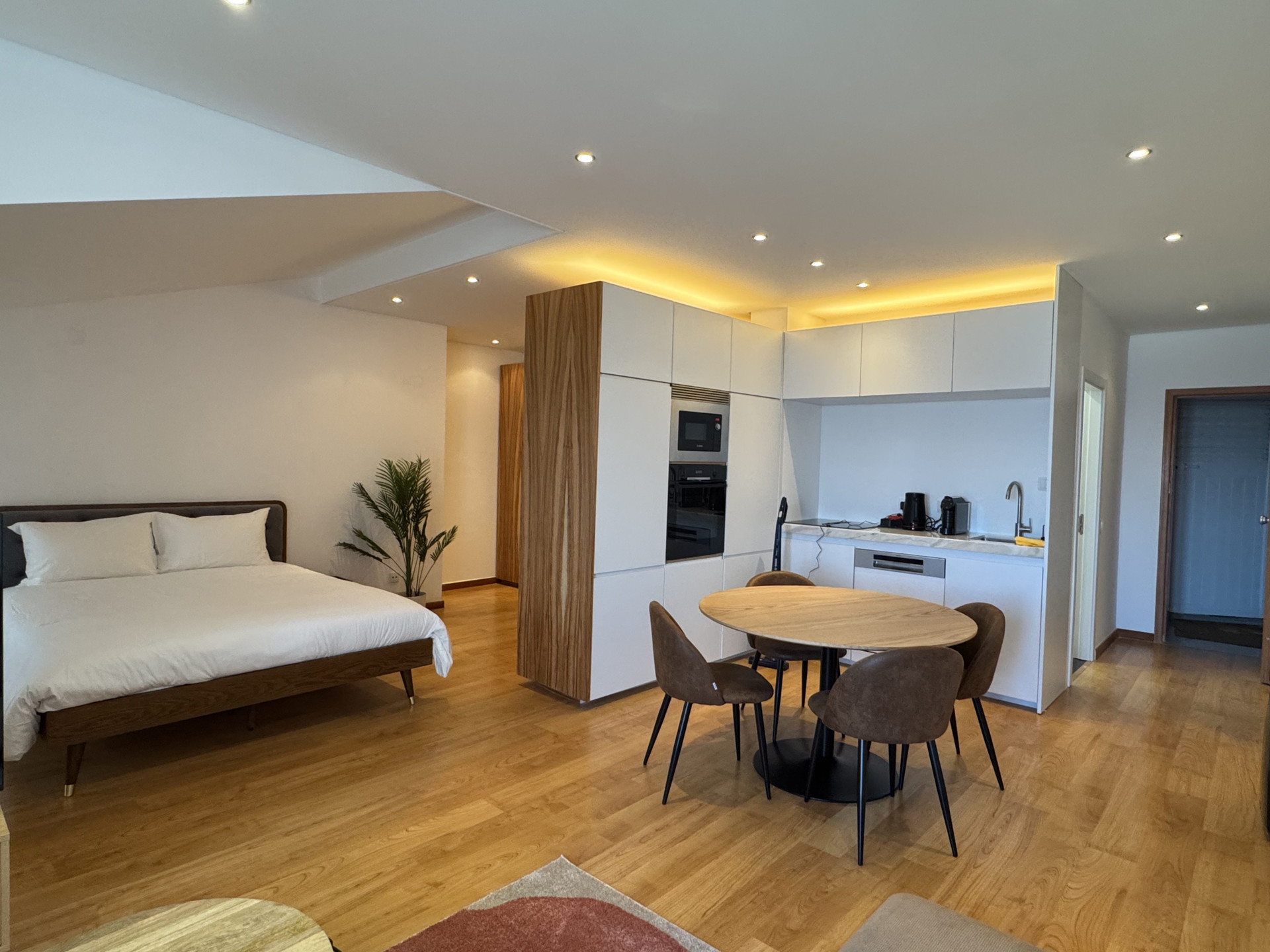 Bedroom dining and kitchen open plan