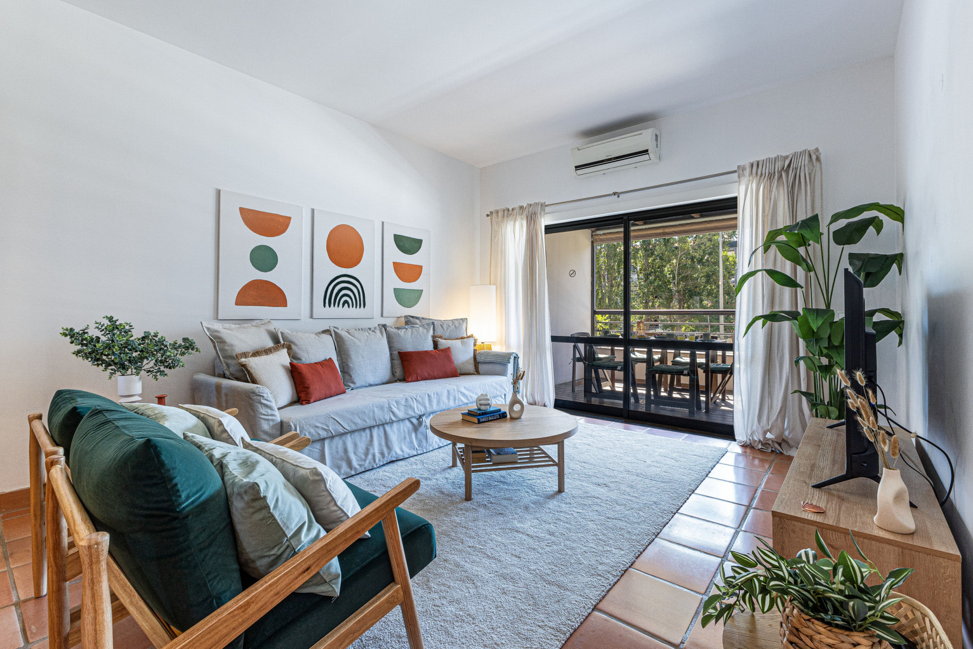 Bright living room seating area