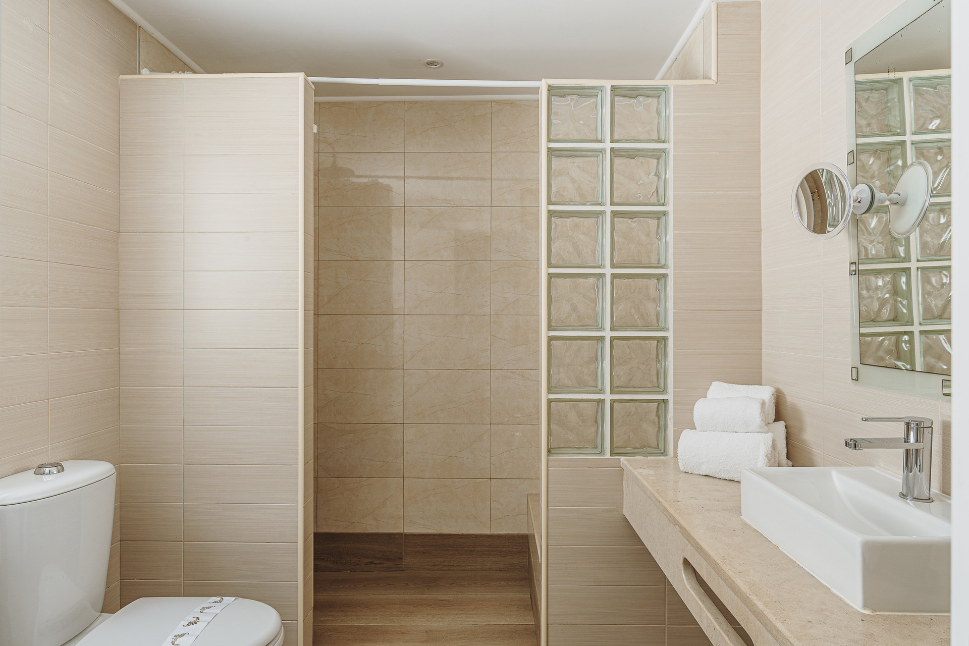 Modern bathroom with glass shower