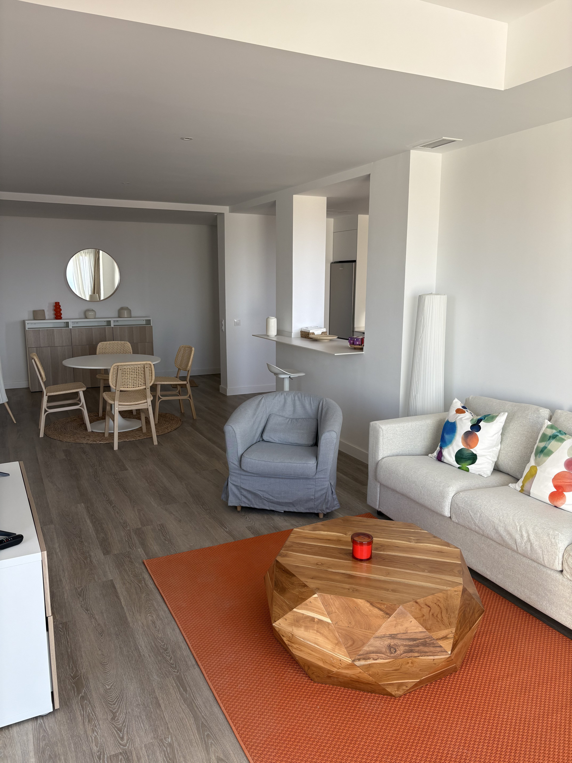 Living room with wood table