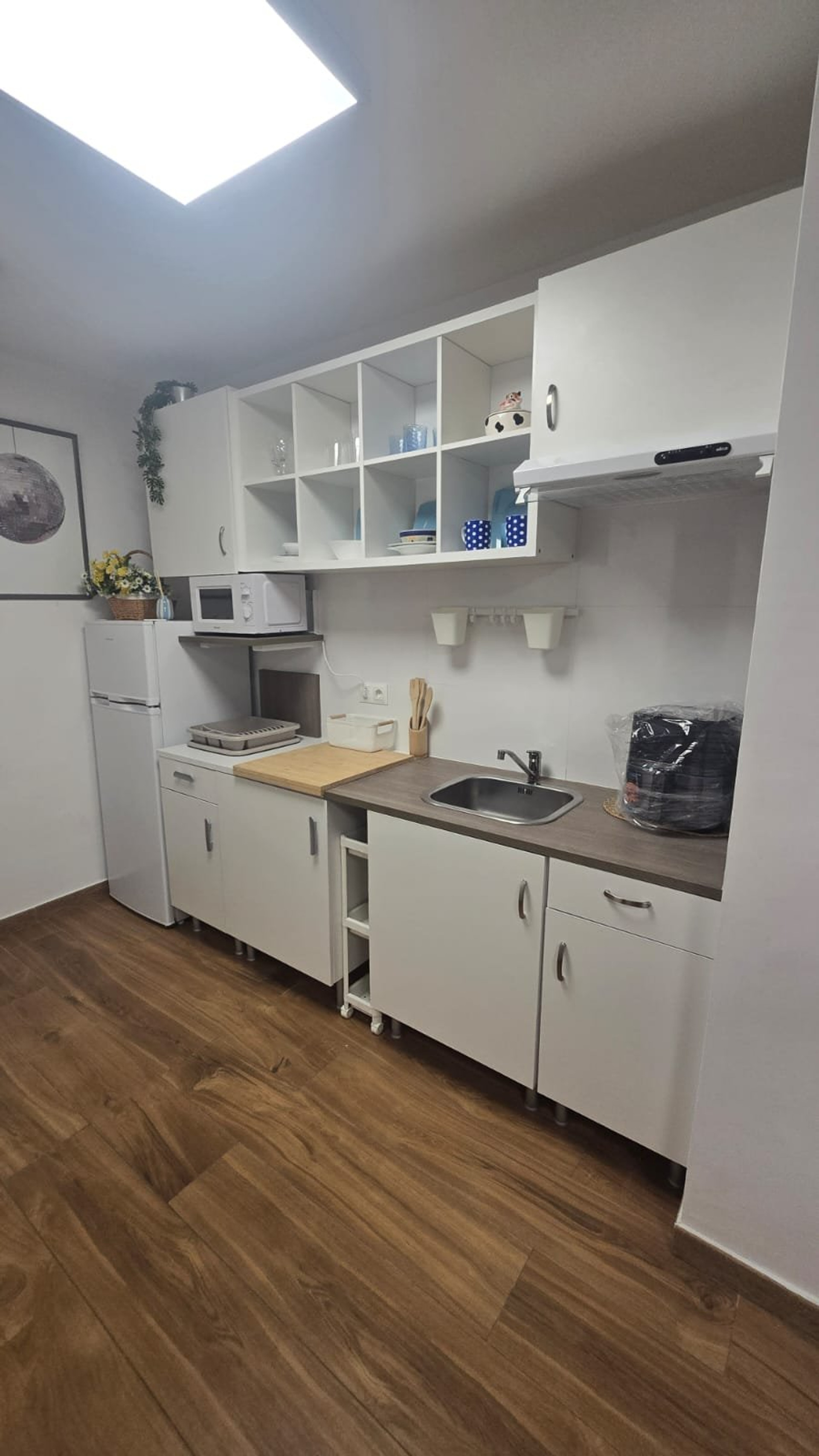 Kitchen with white cabinets
