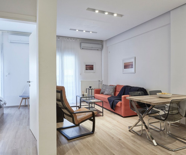 The bedroom and the living room