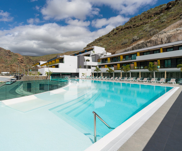 Pool deck with loungers