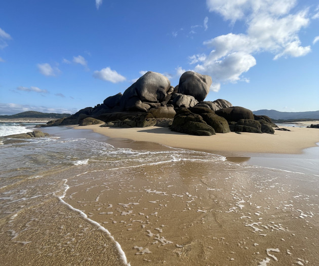 Apartamento con jardín y vistas al mar.