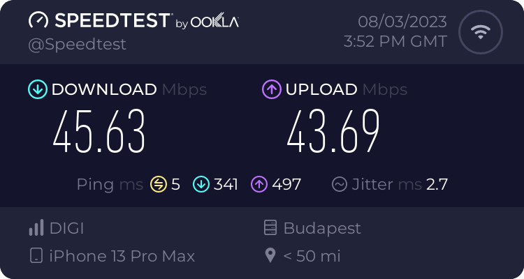 Speedtest.net result