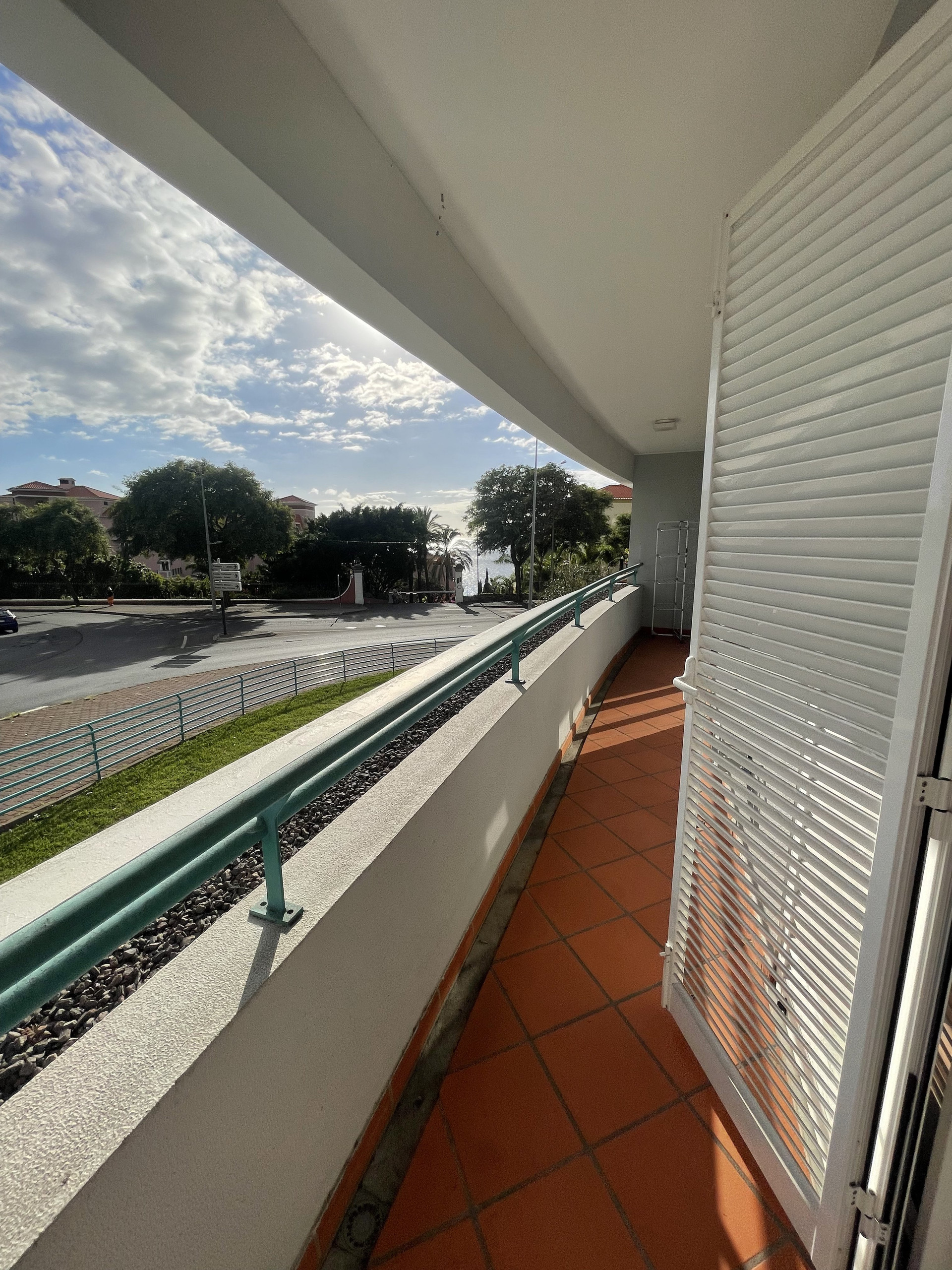Long balcony with street view