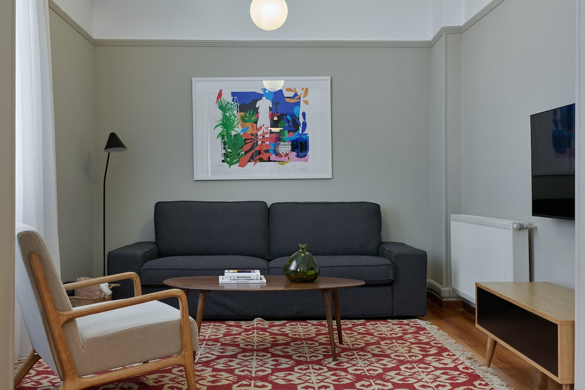 The living room with a smart TV