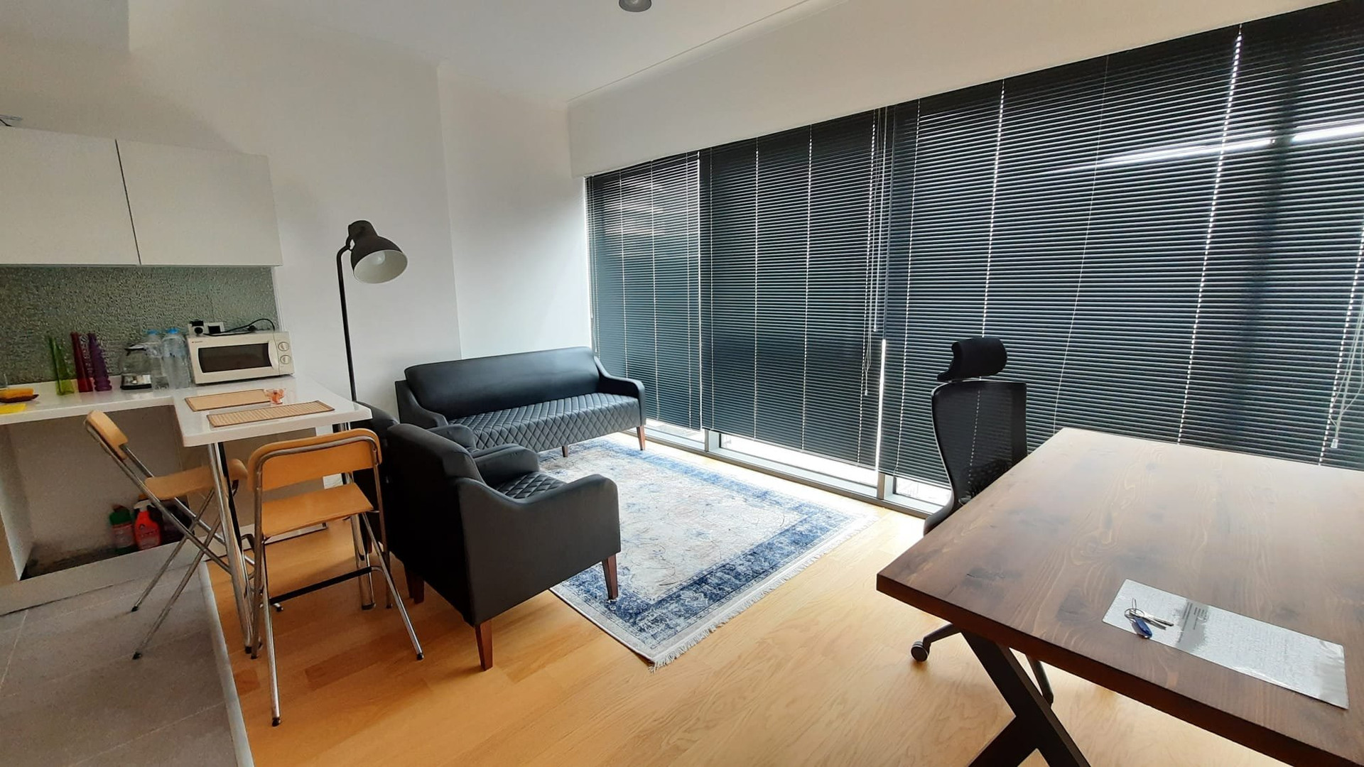 Living space and kitchen