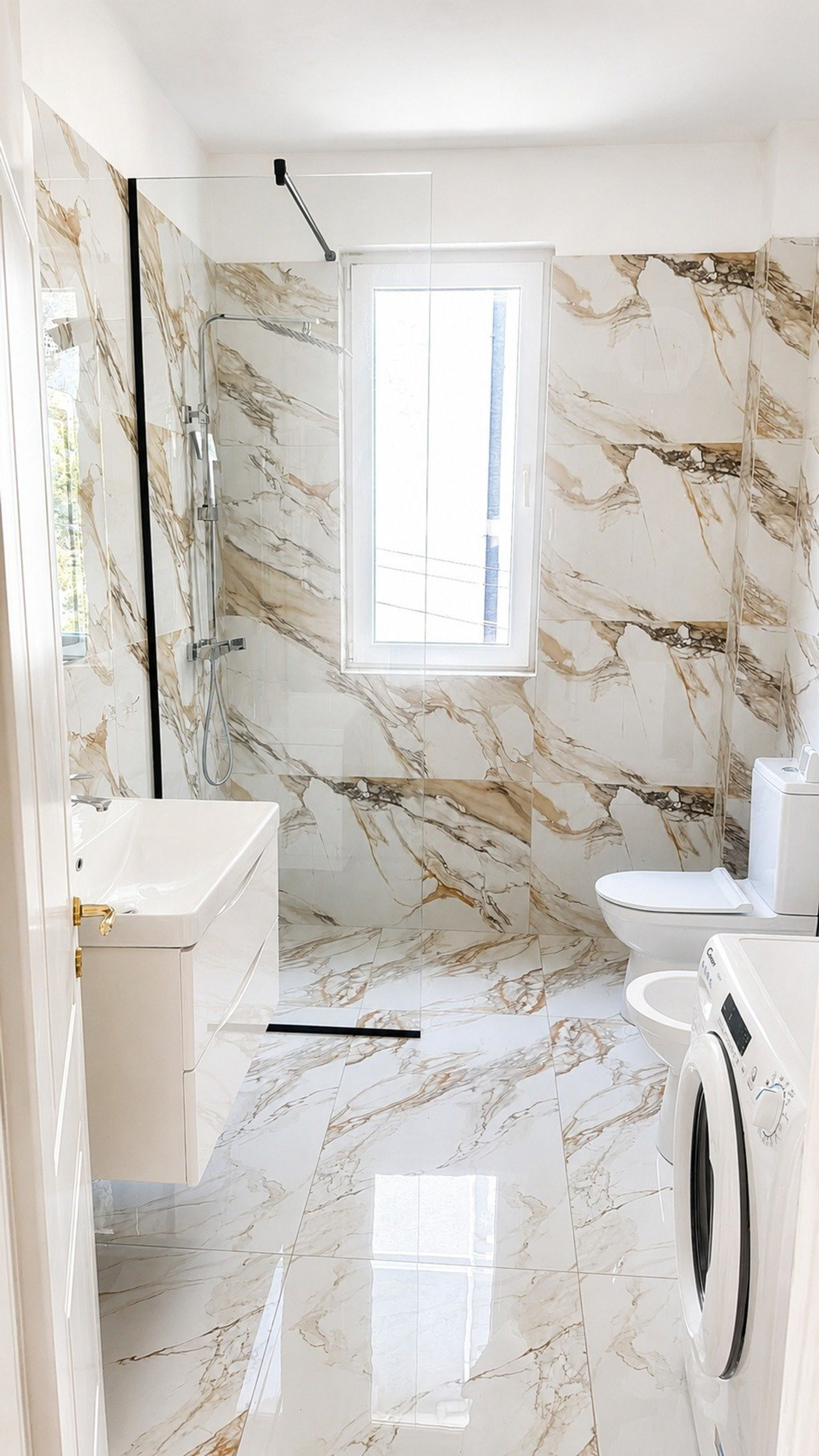 Marble bathroom with shower