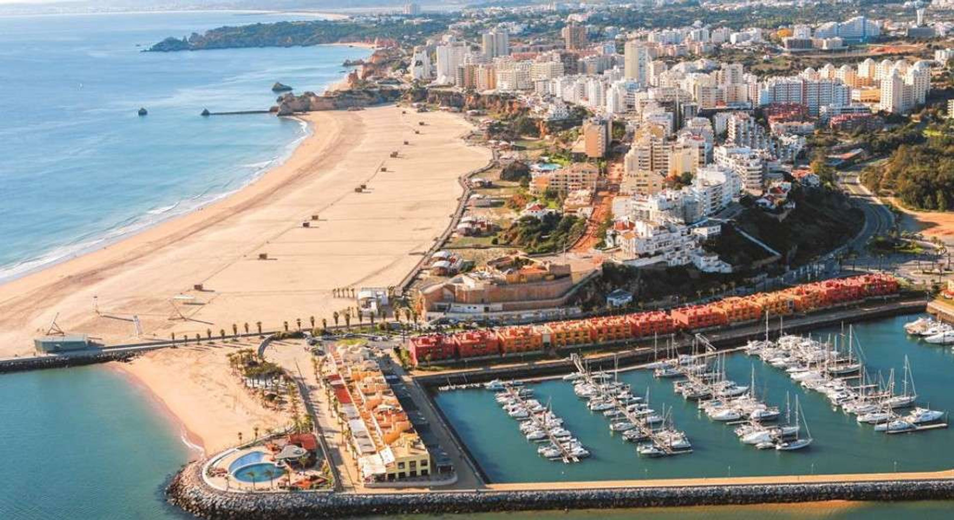 Aerial view Portimao marina city