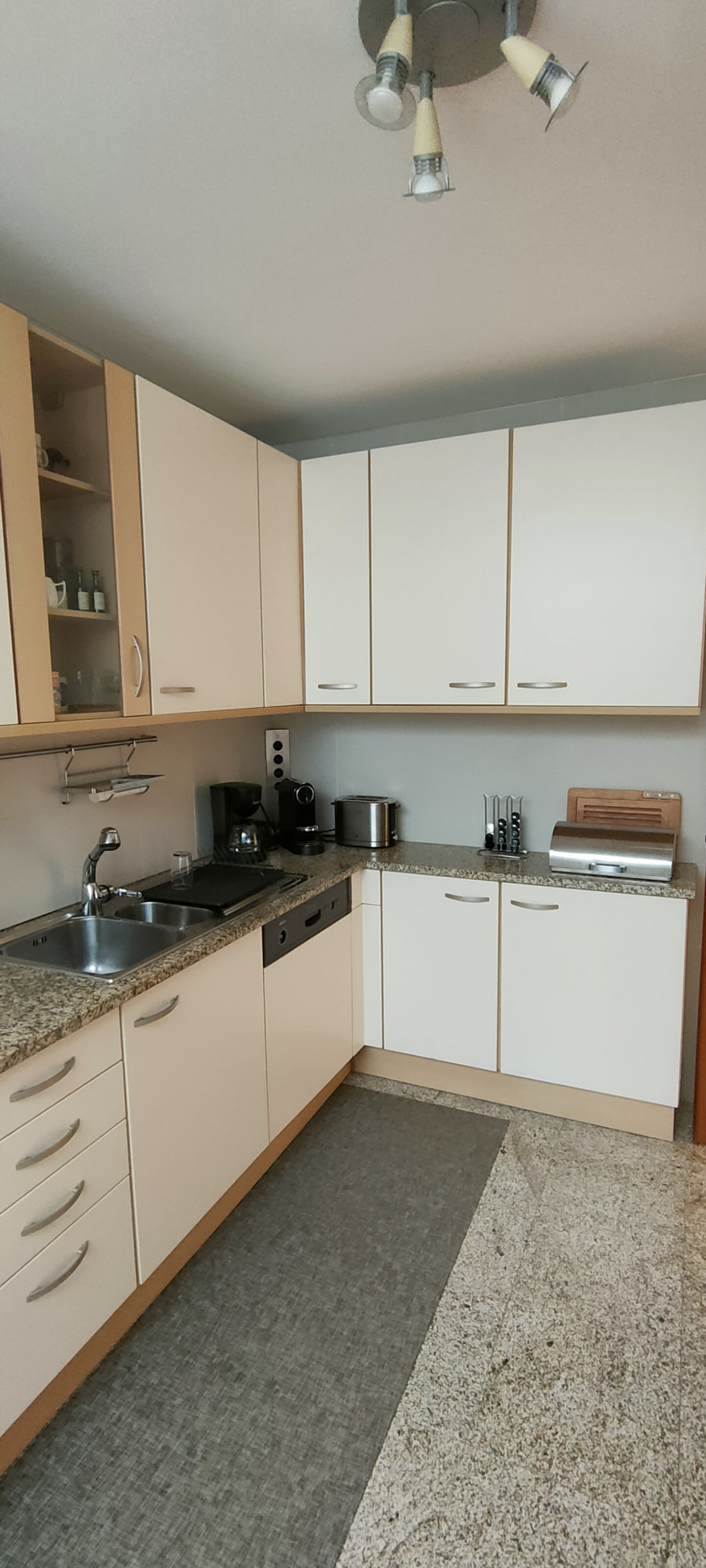 Kitchen with white cabinets
