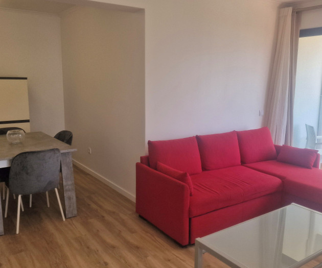 Living room dining area with sofa