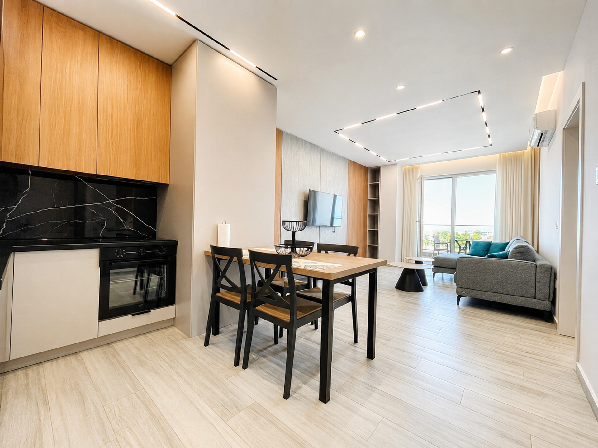 Open plan kitchen dining living room