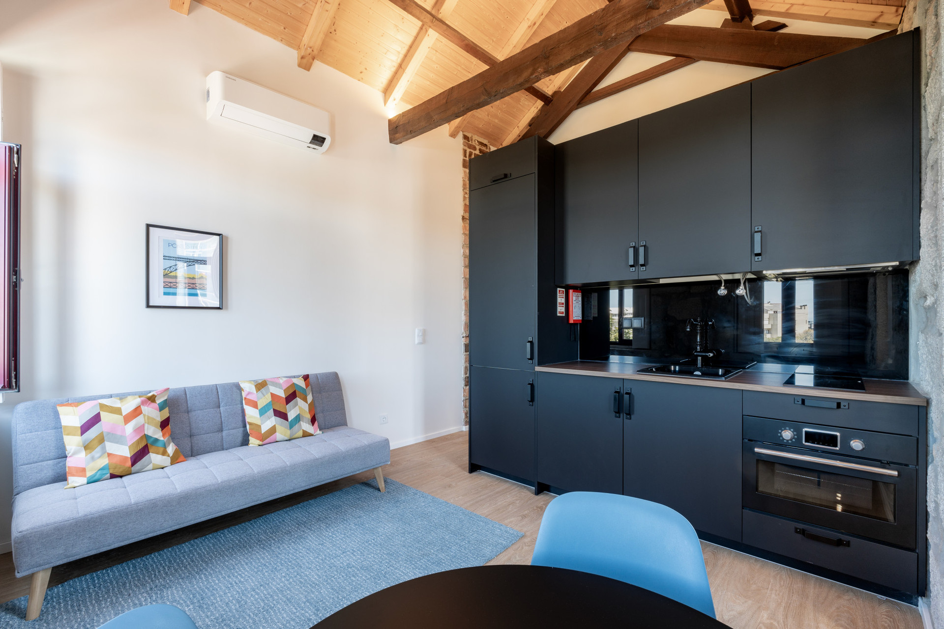 Kitchenette and living room