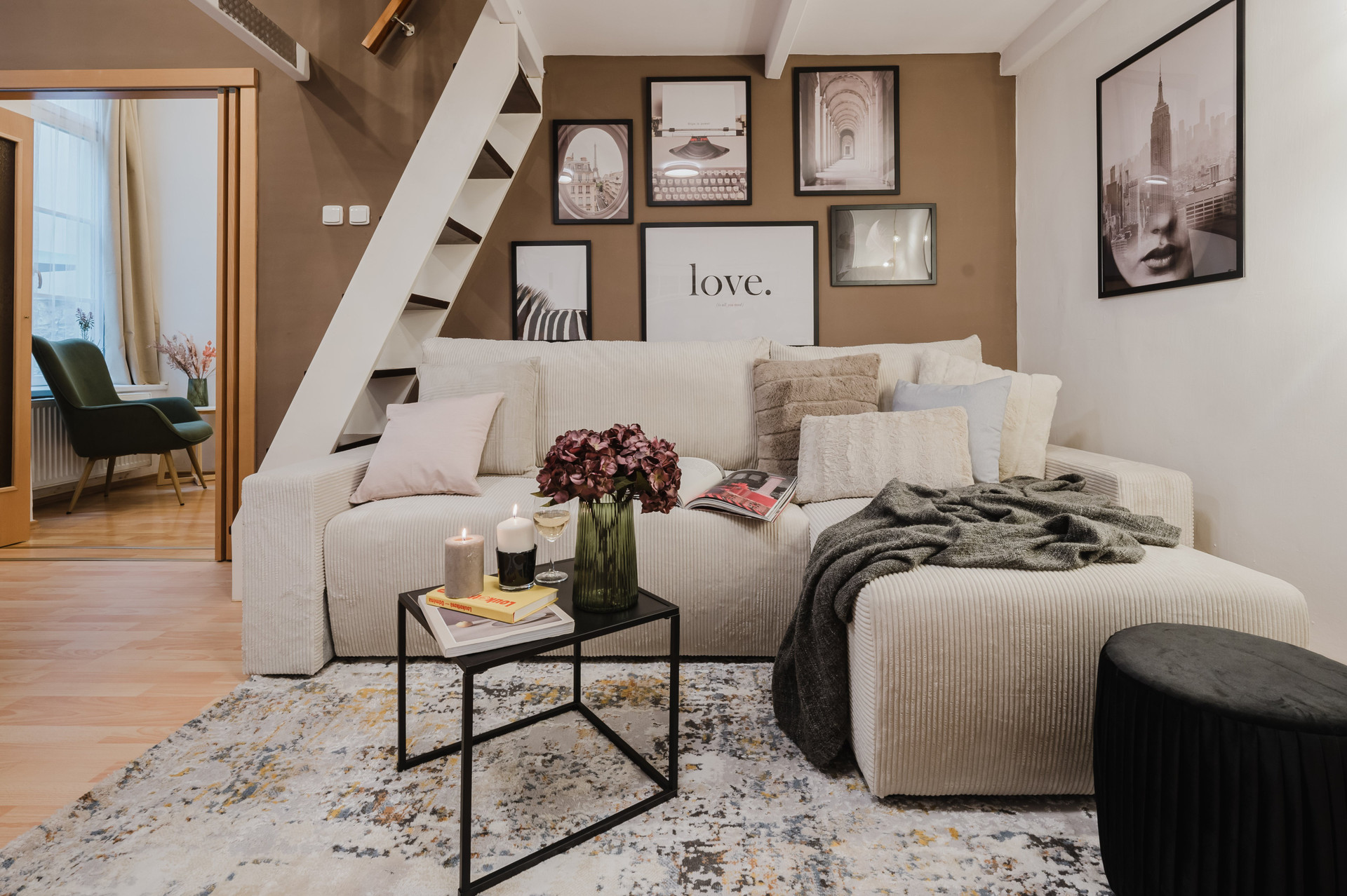 Cozy living room with sofa