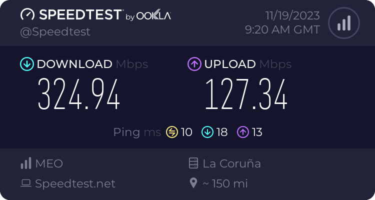 Speedtest.net result