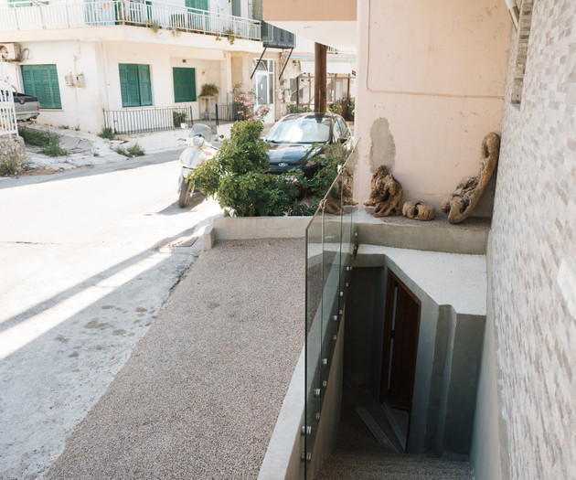 Entrance stairs and street