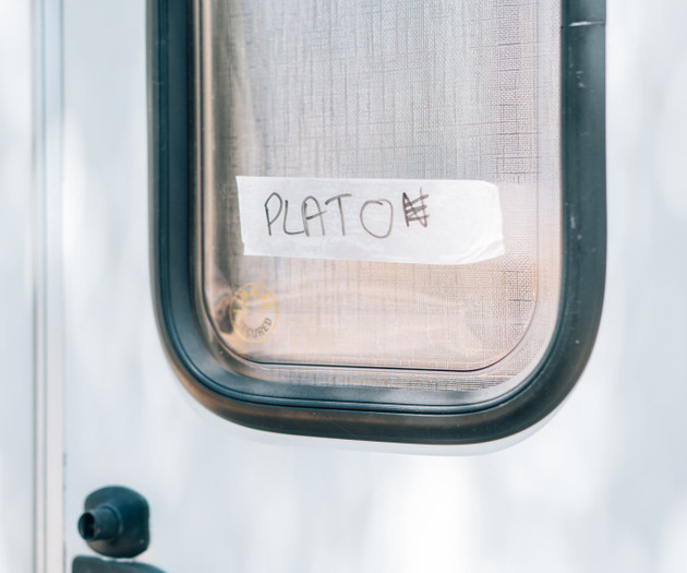 Caravan door with window
