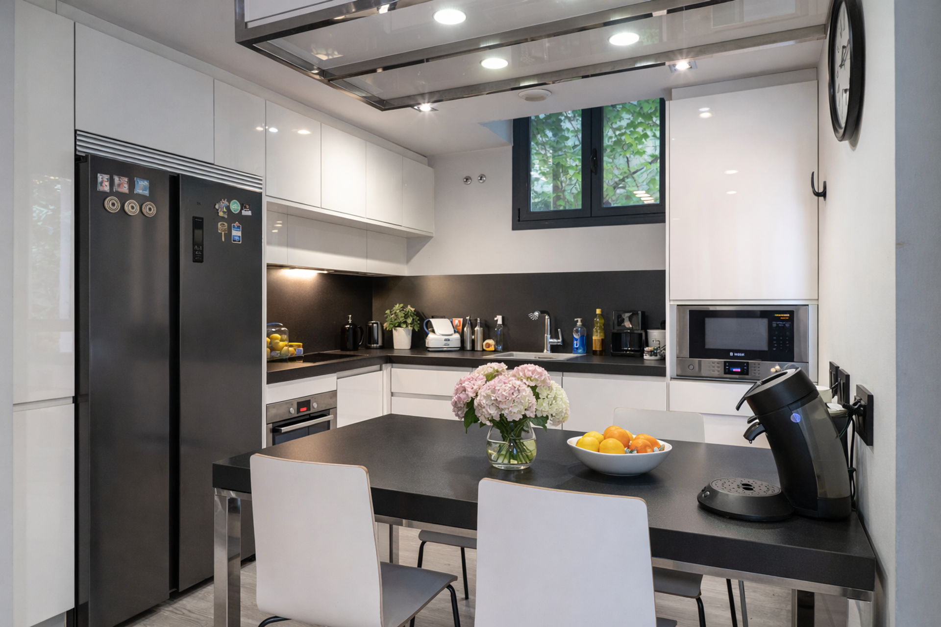 Modern kitchen with dining table