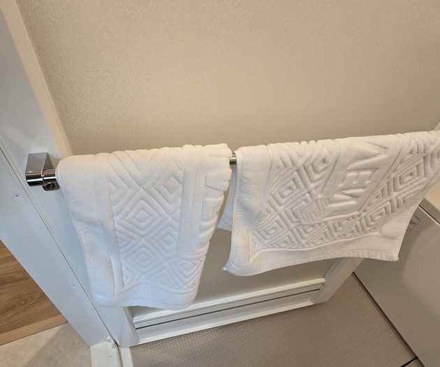 Towels hanging on rail